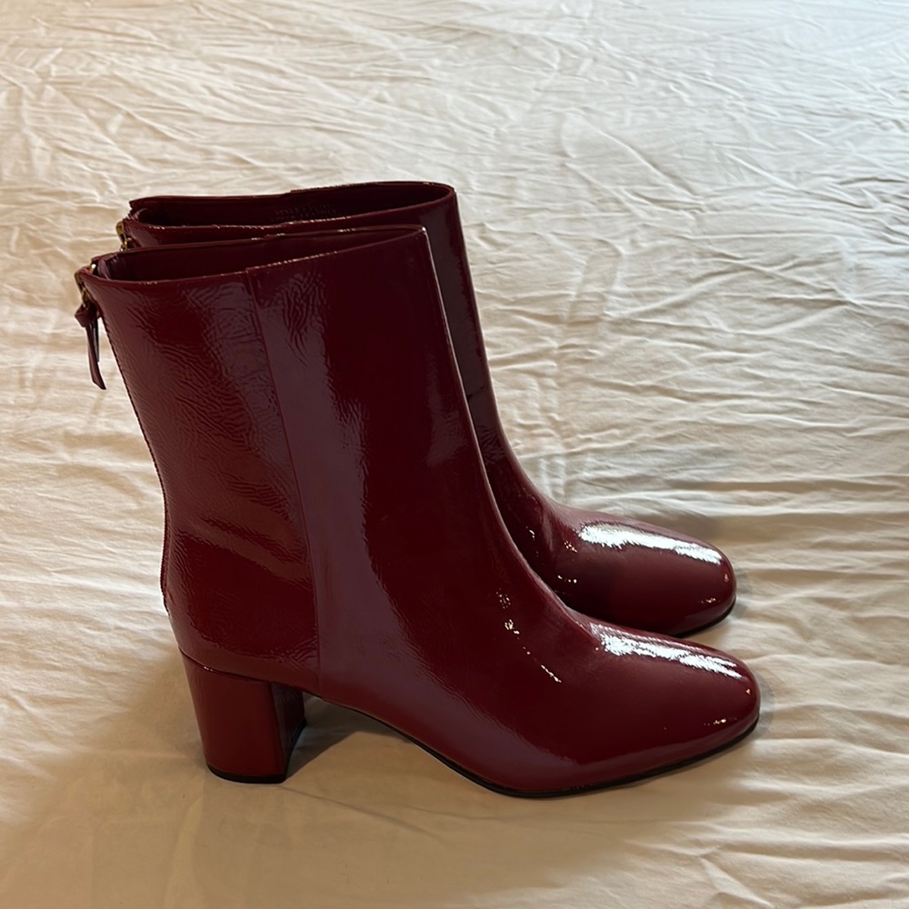 J. Crew red patent leather new block heel size